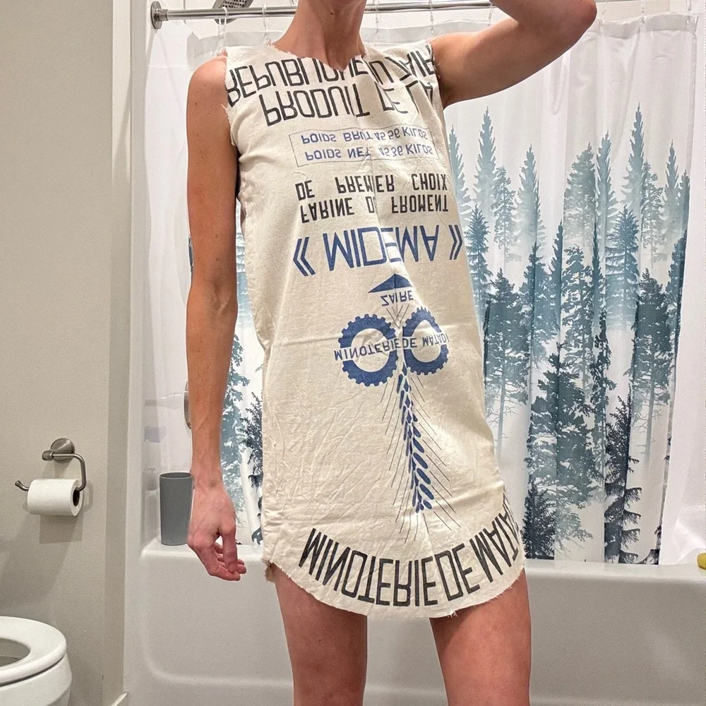 Homemade Vintage Feed-sack Dress! Fits XS-OOAK - Picture 2 of 16